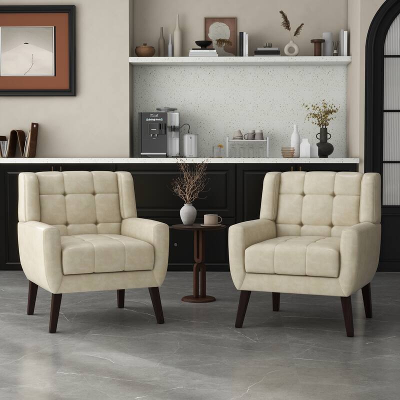 Set of 2 Tufted Upholstered Accent Armchair