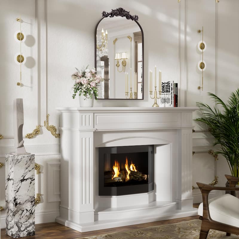 Baroque Ornate Metal Arch Mirror - 19W * 30H Inches