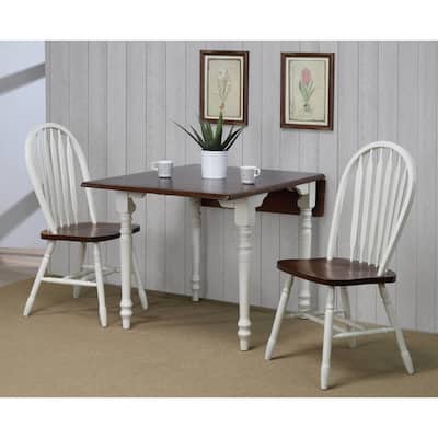 Rectangular Dining Set 3 Piece Expandable Table & Chairs - 34-48" Retro Arrowback Design