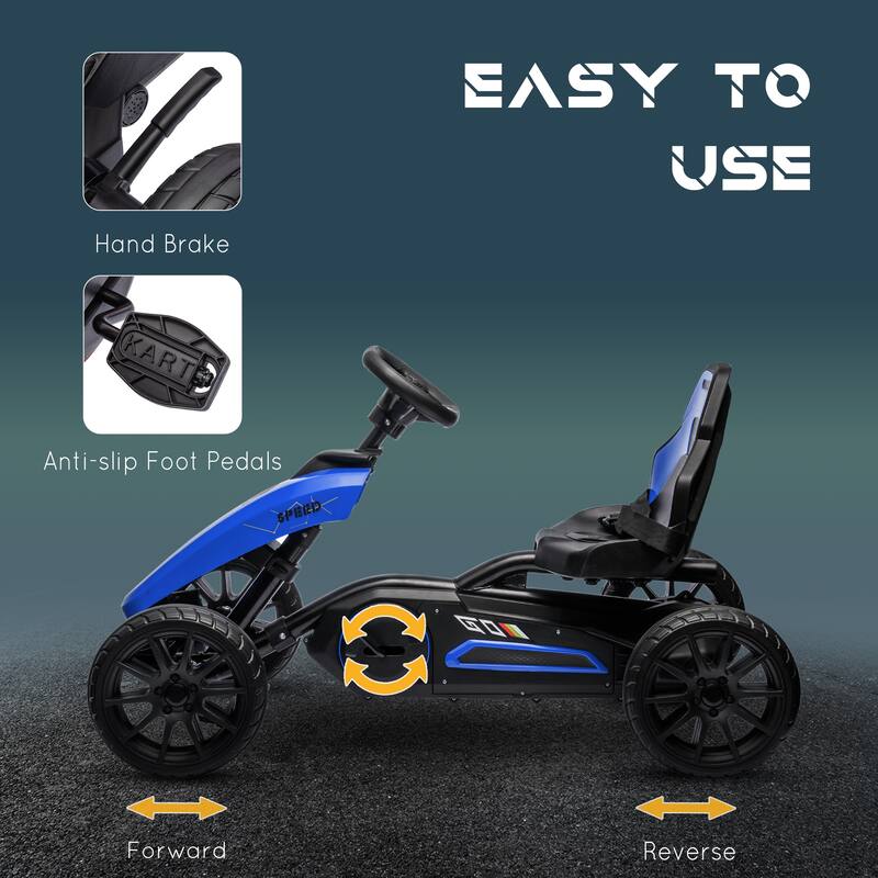Outdoor Ride On Pedal Go Kart for Kids, 4-Wheel Shock Absorbing, Gift for Boys and Girls