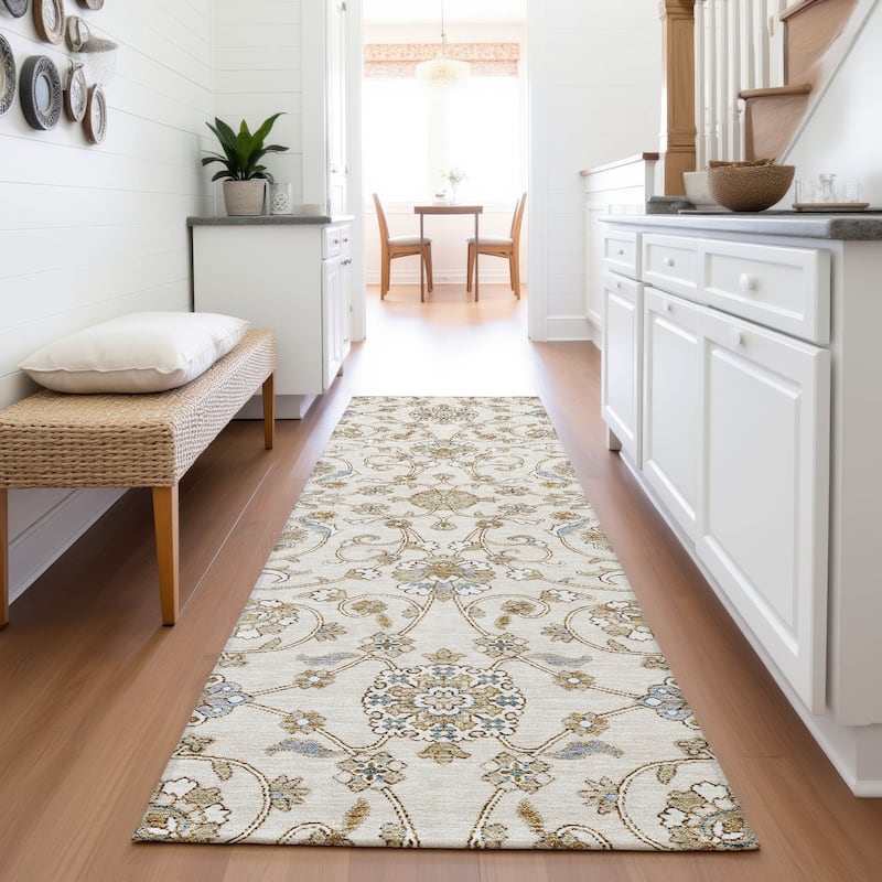 Premium Washable Super Soft Traditional Persian Mayfield Rug - Ivory - 2'3" x 7'6"