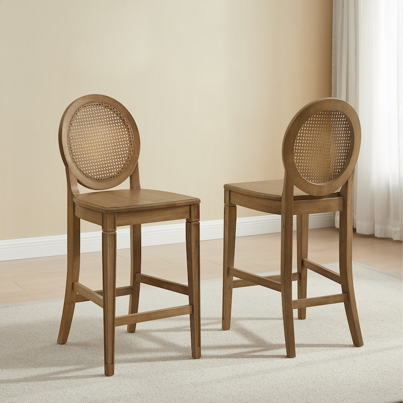 Crosley Katia 2-Piece Cane-Back Counter Stool Set