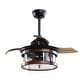 preview thumbnail 10 of 11, 36" Industrial Retractable 3-Blade Ceiling Fan Chandelier with Remote - 36-in