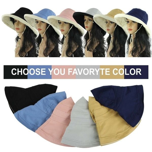 Womens Bucket Hat Cotton Sun Protection Packable Summer Beach. Opens flyout.