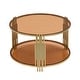 preview thumbnail 10 of 23, Modern Black Mirror Coffee Table with Gold Finish & Lower Shelf by Harper&Bright Designs