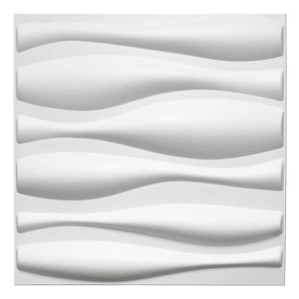 Art3d 3D Wall Panels PVC Wave Design I (32 sq.ft) - White A10SK002