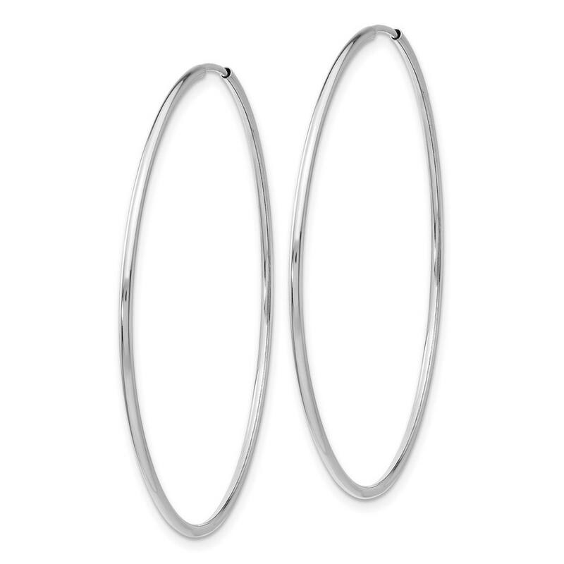 Curata 14k White Gold Polished 1.2x47mm Endless Tube Hoop Earrings