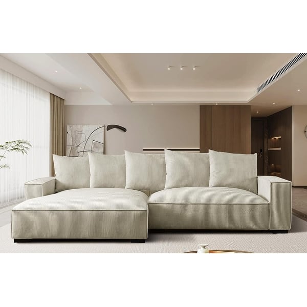 slide 2 of 9, Transitional Luxe Upholstered Living Room Sectional 106.7 inch Ivory - Left Facing