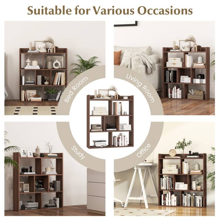 7 Cubes Open-Back Bookshelf with Anti-Toppling Devices - 31.5" x 8" x 35.5" (L x W x H)