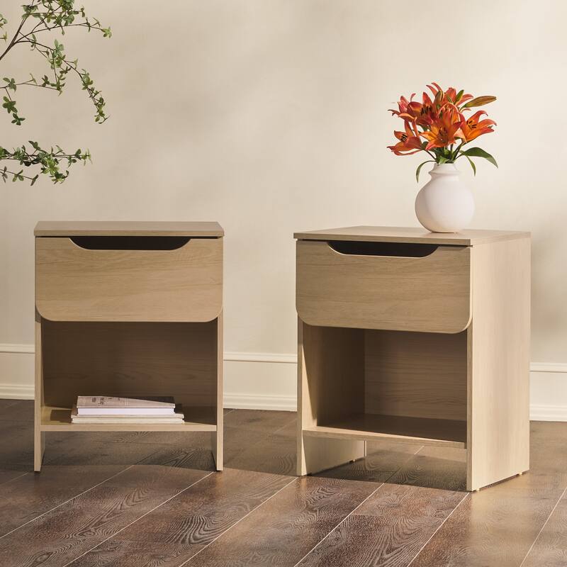 Middlebrook Designs Modern 1-Drawer Nightstand with Cubby (Set of 2)