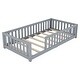 preview thumbnail 10 of 23, Twin Size Bed Floor Bed with Safety Guardrails and Door for Kids