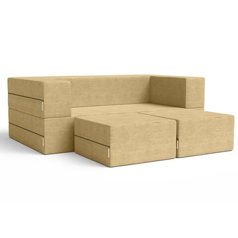 Jaxx Zipline Convertible Queen-size Sleeper Loveseat and Ottoman Set
