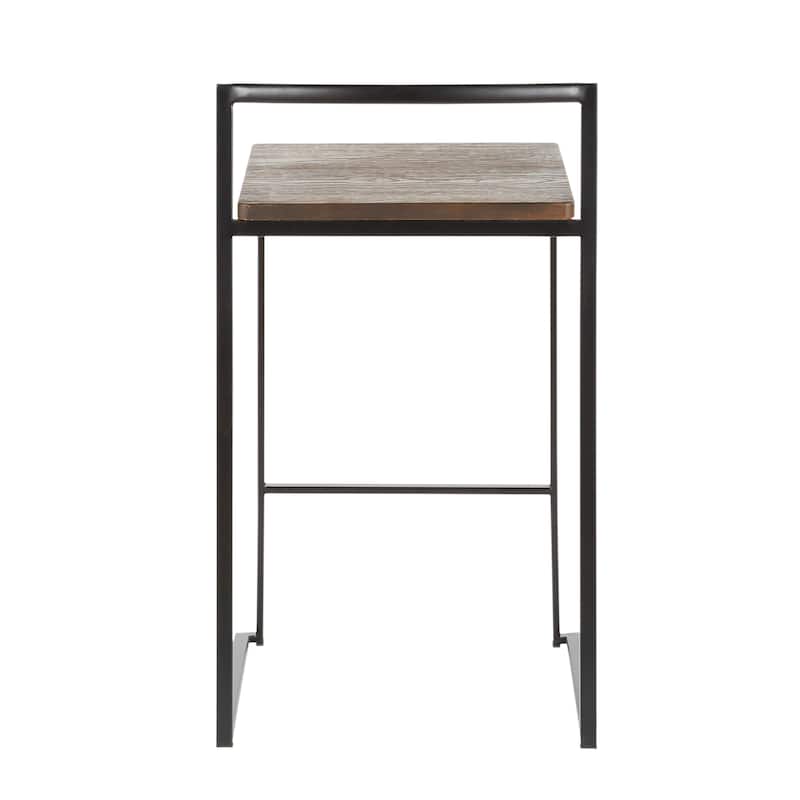 Carbon Loft Forrest Stackable Counter Stool with Wood Seat (Set of 3)