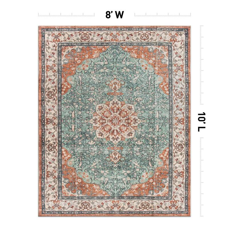 World Rug Gallery Traditional Oriental Medallion Washable Non Slip Area Rug