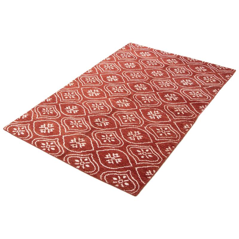 ECARPETGALLERY Hand-knotted Eternity Burgundy Wool Rug - 5'0 x 7'11