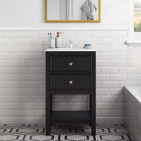 Wyndenhall Fairfield 20 Inch Contemporary Bath Vanity With Bombay White Engineered Quartz Marble Top On Sale Overstock 8777931 Midnight Black