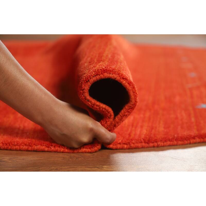 Hand Knotted Oriental 100% Wool Carpet Tribal Animal Pictorial Oranges & Rust Gabbeh Area Rug - 6' 6'' X 6' 6''