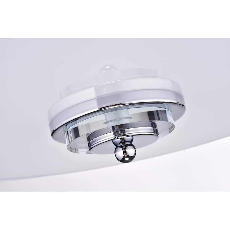 Chrome 3-Light Decorated White Drum Semi Flush Mount