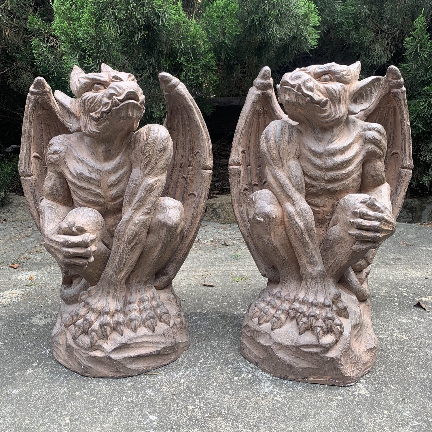 Set of 2 Magnesium Gargoyle Statues "Misha & Dima"