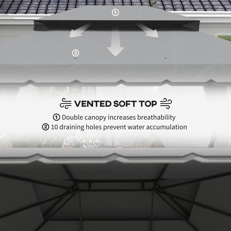 Outsunny 9.5' x 13 Patio Gazebo, Aluminum Frame for Outdoor, Gray