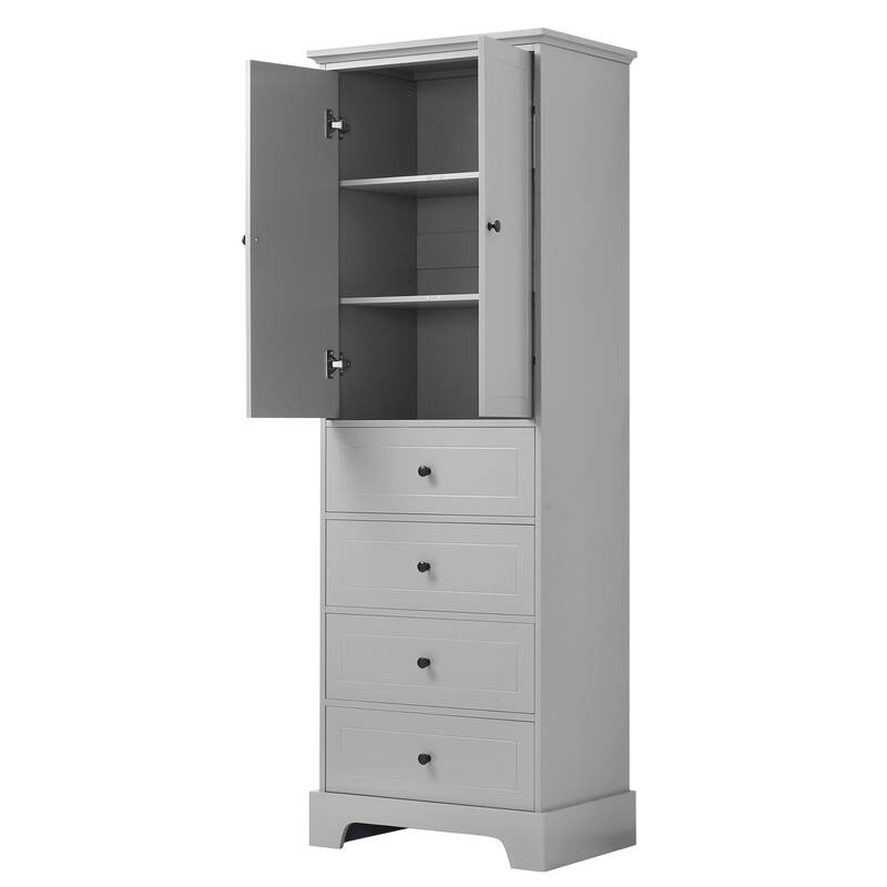 GDFStudio - Evelyn Tall Storage Cabinet with Drawers and Adjustable Shelving for Multi-Room Organization