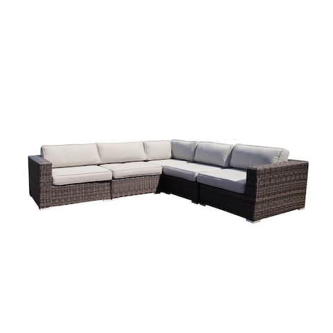 Outdoor Modular Sectional Sofa in Espresso and Olefin Grey