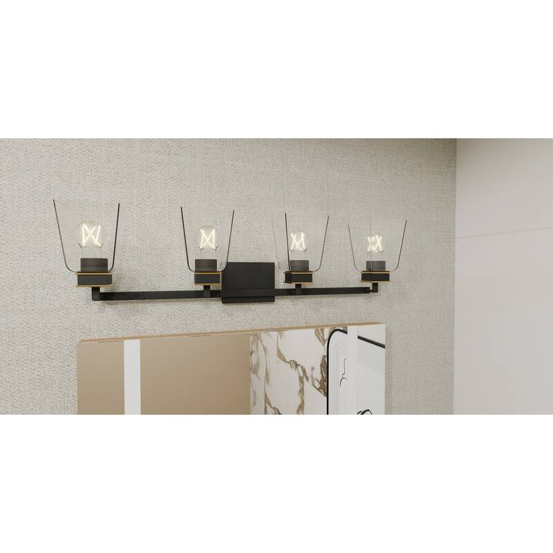 Almany 4-Light Matte Black Bath Light