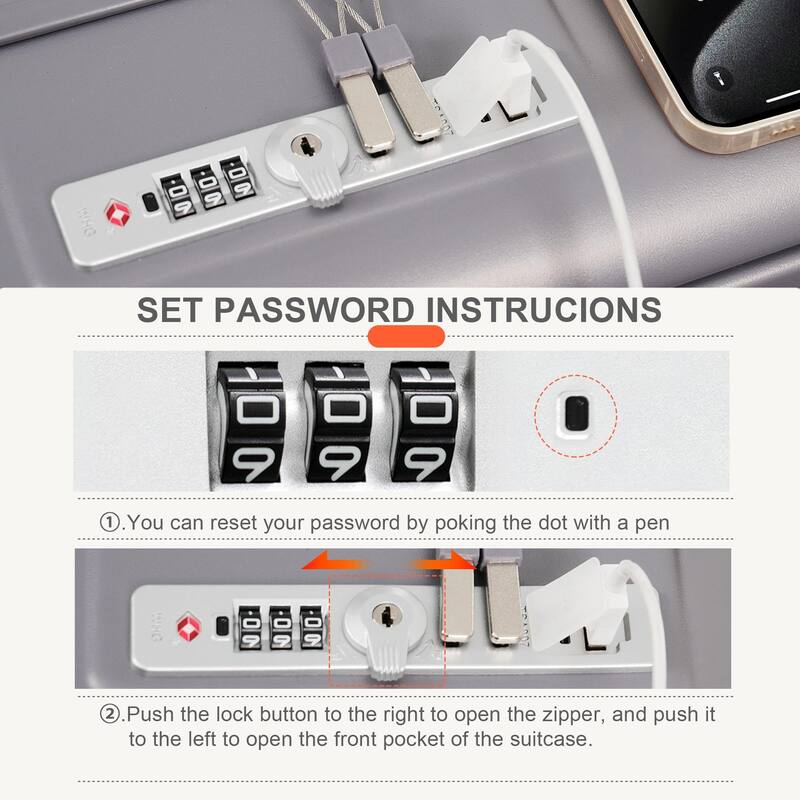 4-Piece Luggage Set with USB Charging Ports - 20in Carry-On (Front-Opening for Laptop) 28in Checked Suitcase with TSA Lock