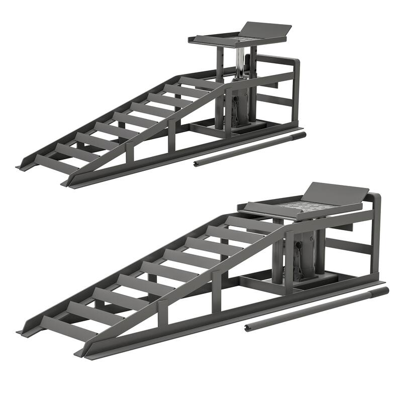 Hydraulic Car Ramps 2 Pack 5 Ton Low Profile Lift for Garage Truck - Gray