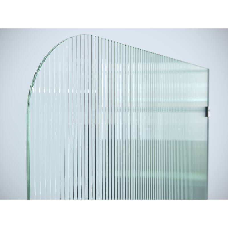 Glass Warehouse 32" x 78" Frameless Shower Door - Single Fixed Panel Fluted Frosted Radius