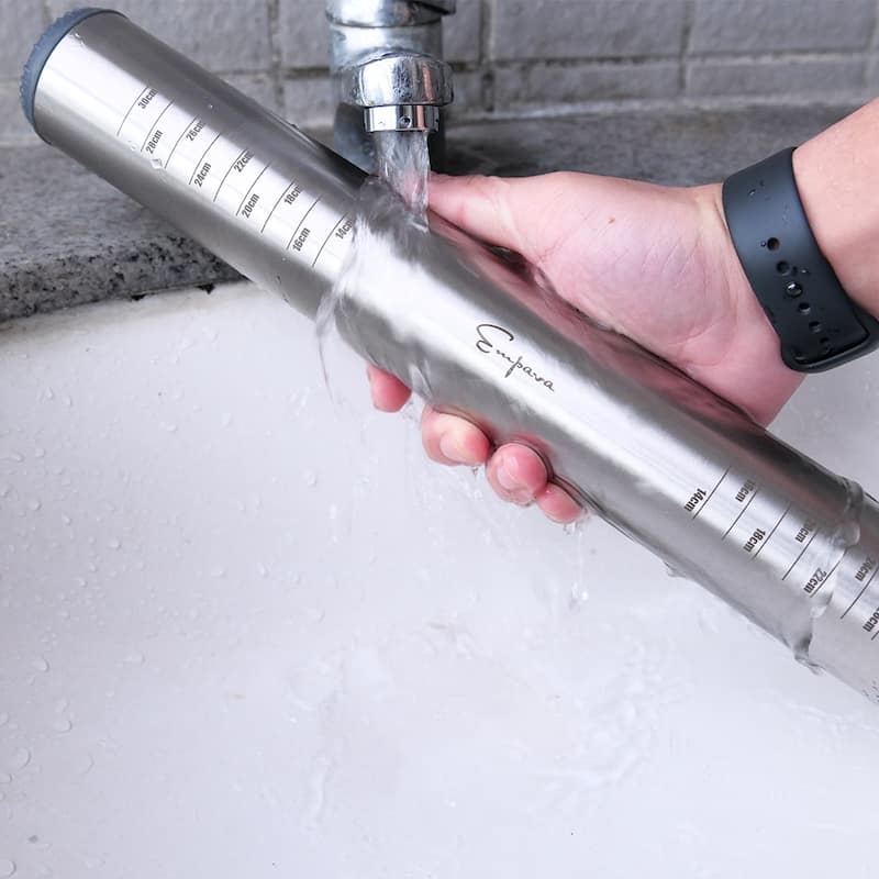 Self-Cooling Stainless Steel Rolling Pin with Flour and Water Container