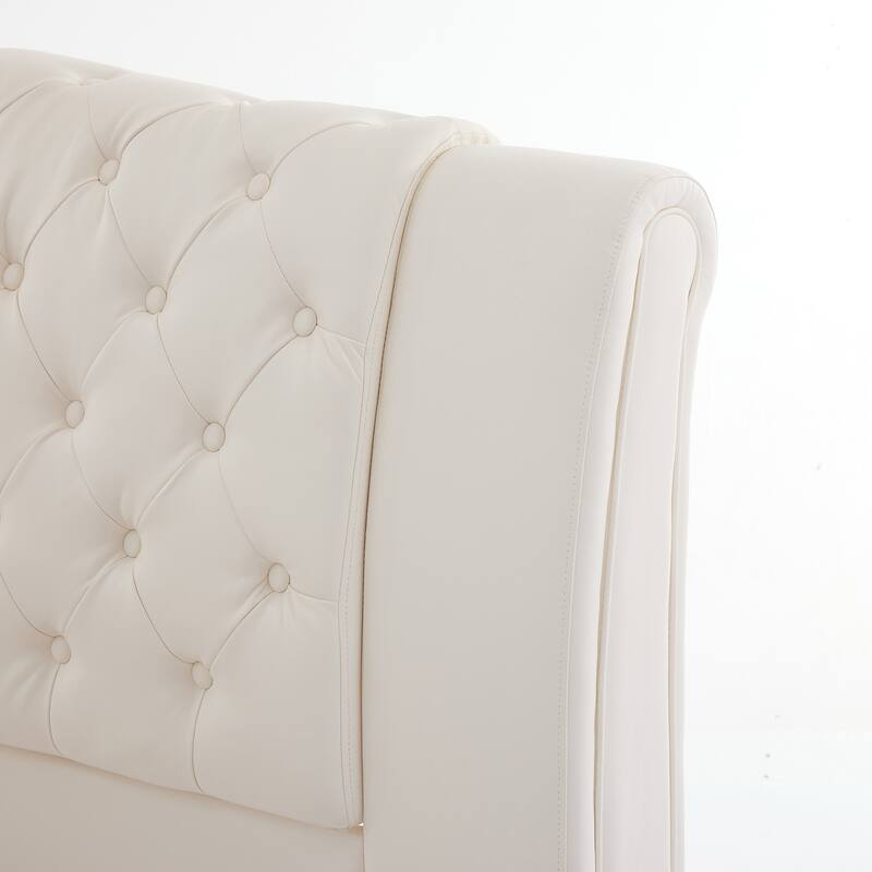 Christopher Knight Home - Modern Upholstered Platform Bed with Wood & Metal Frame with Button-Tufted Headboard