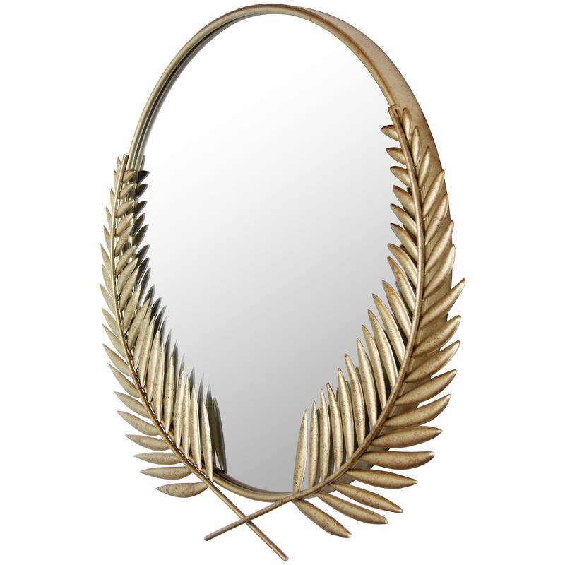 Empress 22 inch Decorative Traditional Round Wall Mirror - Brushed Gold - 22 x 2 x 22