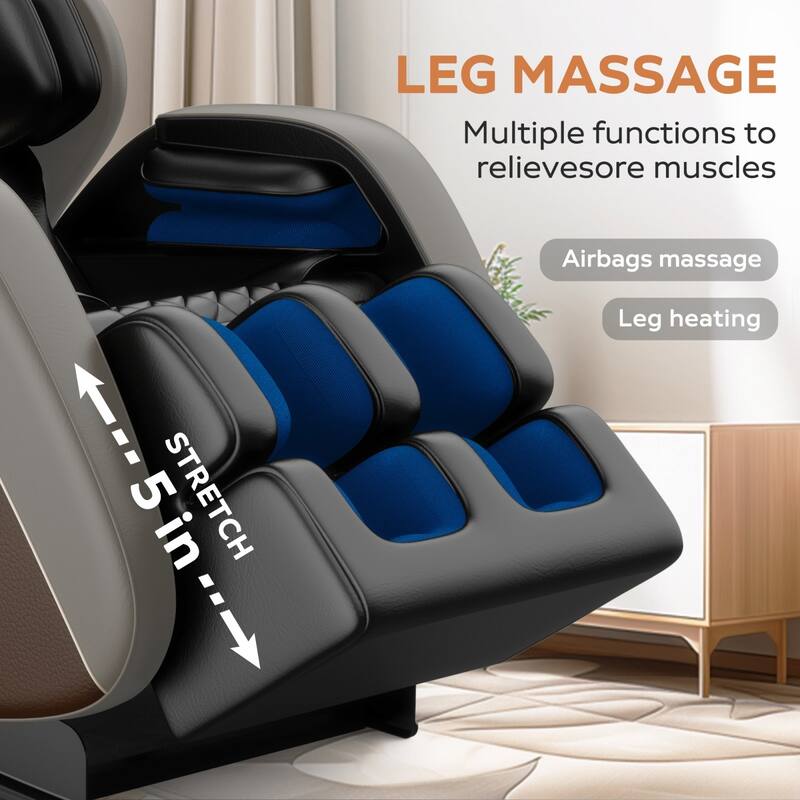 Luxury Zero Gravity Full-Body Massage Chair with Heating, Bluetooth Audio, and Foot Rollers - Home Relaxation Recliner