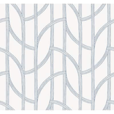 A-Street Prints Salvo Navy Curved Contours Wallpaper