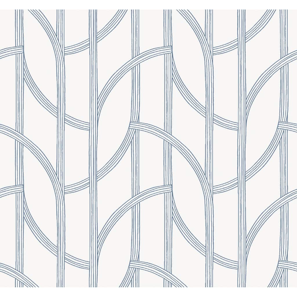 A-Street Prints Salvo Navy Curved Contours Wallpaper