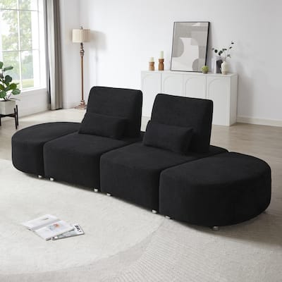 Upholstery Sofa With Two Ottomans Lounge Chair for Living Bedroom