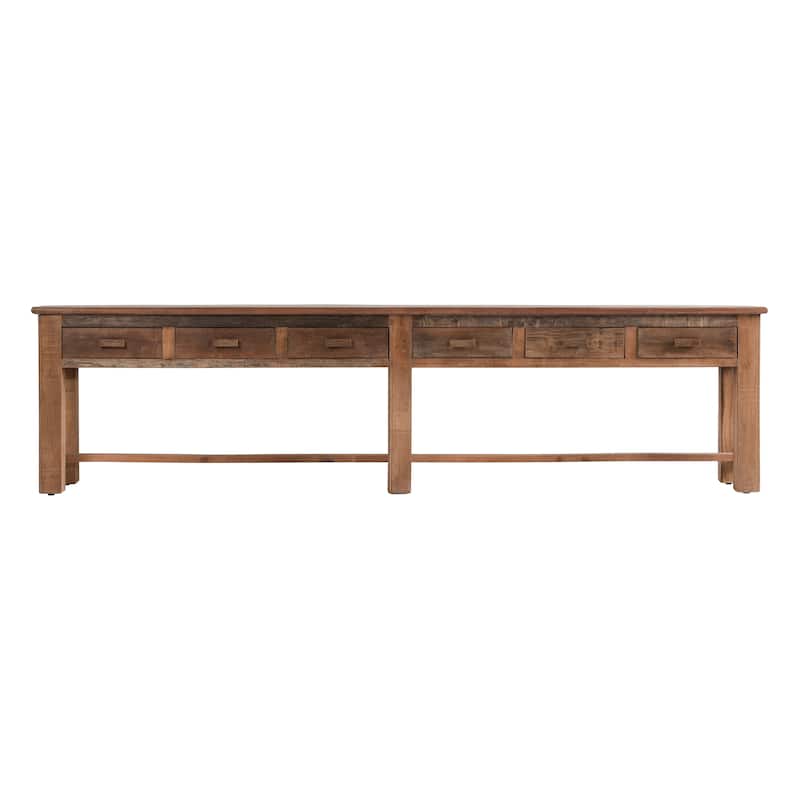 Classic Home Ezra Reclaimed Wood 6Dwr Console Table Natural