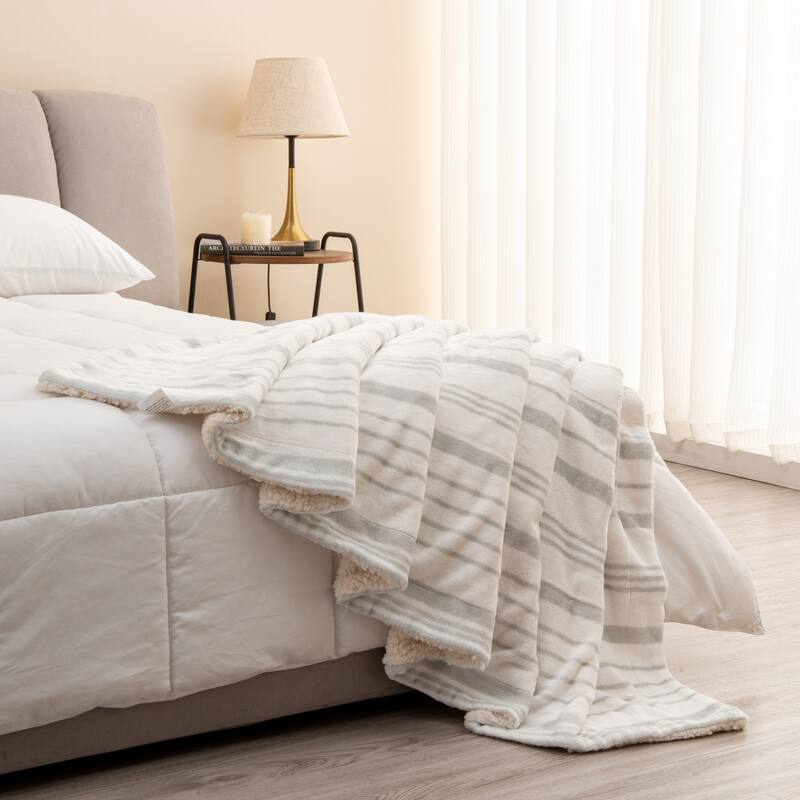 Linery & Co. Velvet Plush Reversible Sherpa Throw Blanket