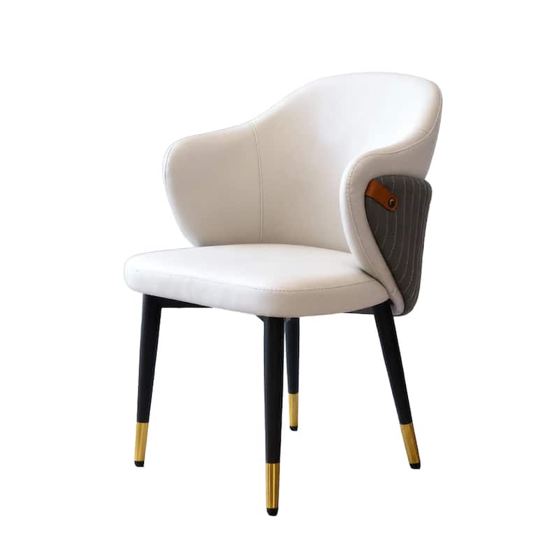 PU Leather Upholstered Chairs Set of 2, Ergonomic Side Chairs, Minimalist Design