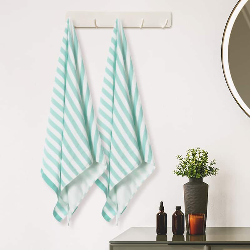 Stripe 2 Pack Bath Towels Set, Cotton, Highly Absorbent and Lightweight Towels for Gym, SPA, Yoga 28" x 56"