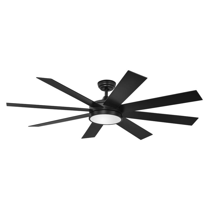Moasis 60" Matte Black Modern 8-Blade LED Ceiling Fan with Light and Remote