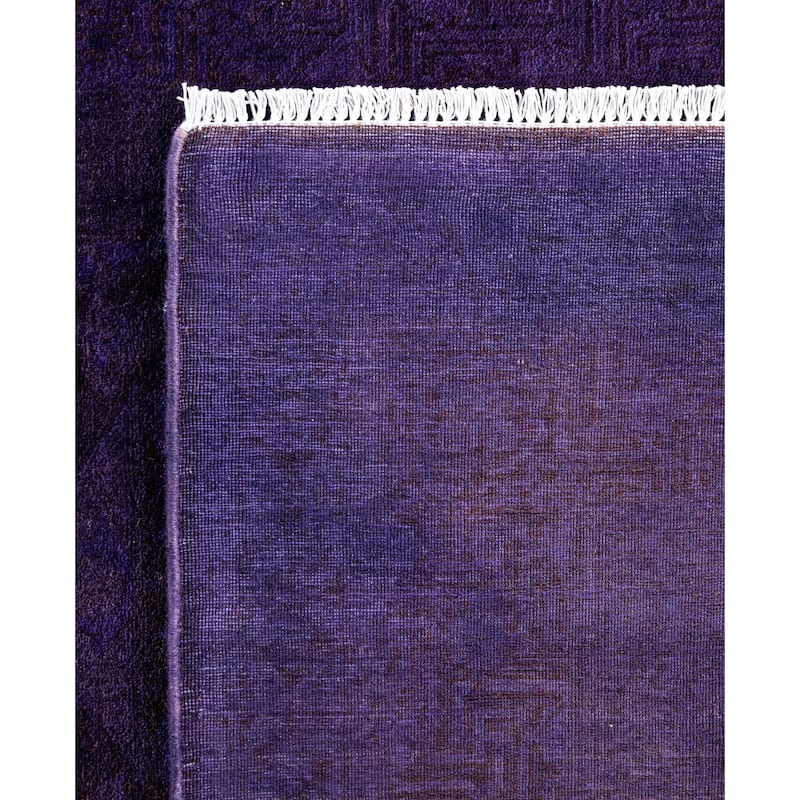 Overdyed One-of-a-Kind Hand-Knotted Area Rug - Purple - 4' 3" x 12' 1"