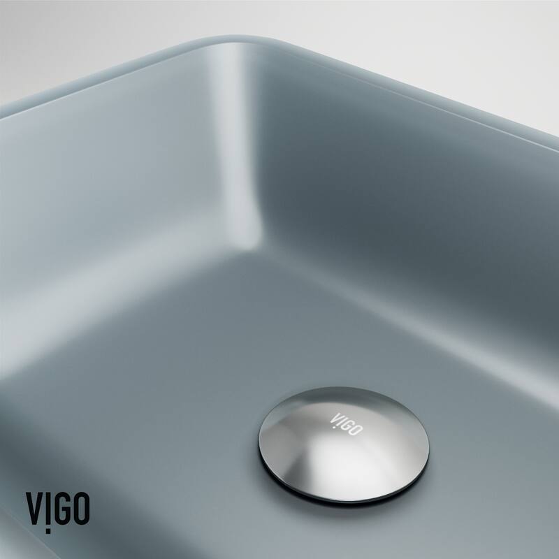 VIGO Sottile 18"L x 13"W x 4"H Glass Rectangular Vessel Bathroom Sink