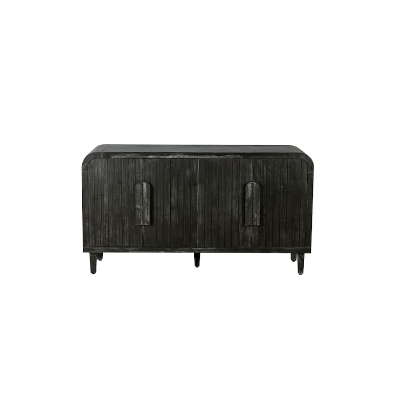 GDFStudio - Sophia Vintage Farmhouse 59'' Curved Storage Sideboard with Adjustable Shelves