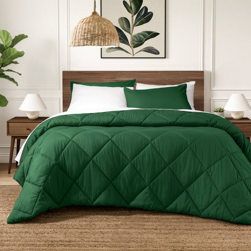 Ivy Union Microfiber Comforter Set - Full - Forest Green - Diamond