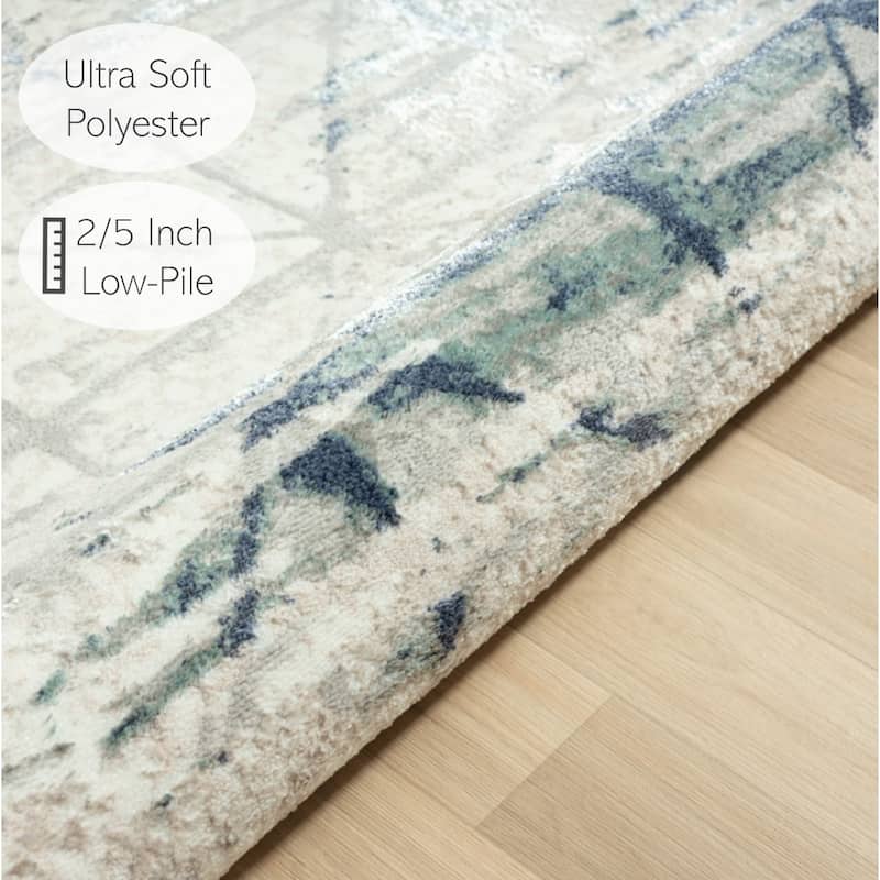Sevita Geometric Blue/Grey Indoor Area Rug