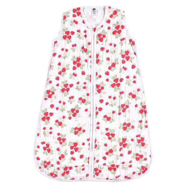 slide 1 of 1, Hudson Baby Infant Girl Muslin Cotton Sleeveless Wearable Sleeping Bag, Sack, Blanket, Strawberries 0-6 Months - Strawberries