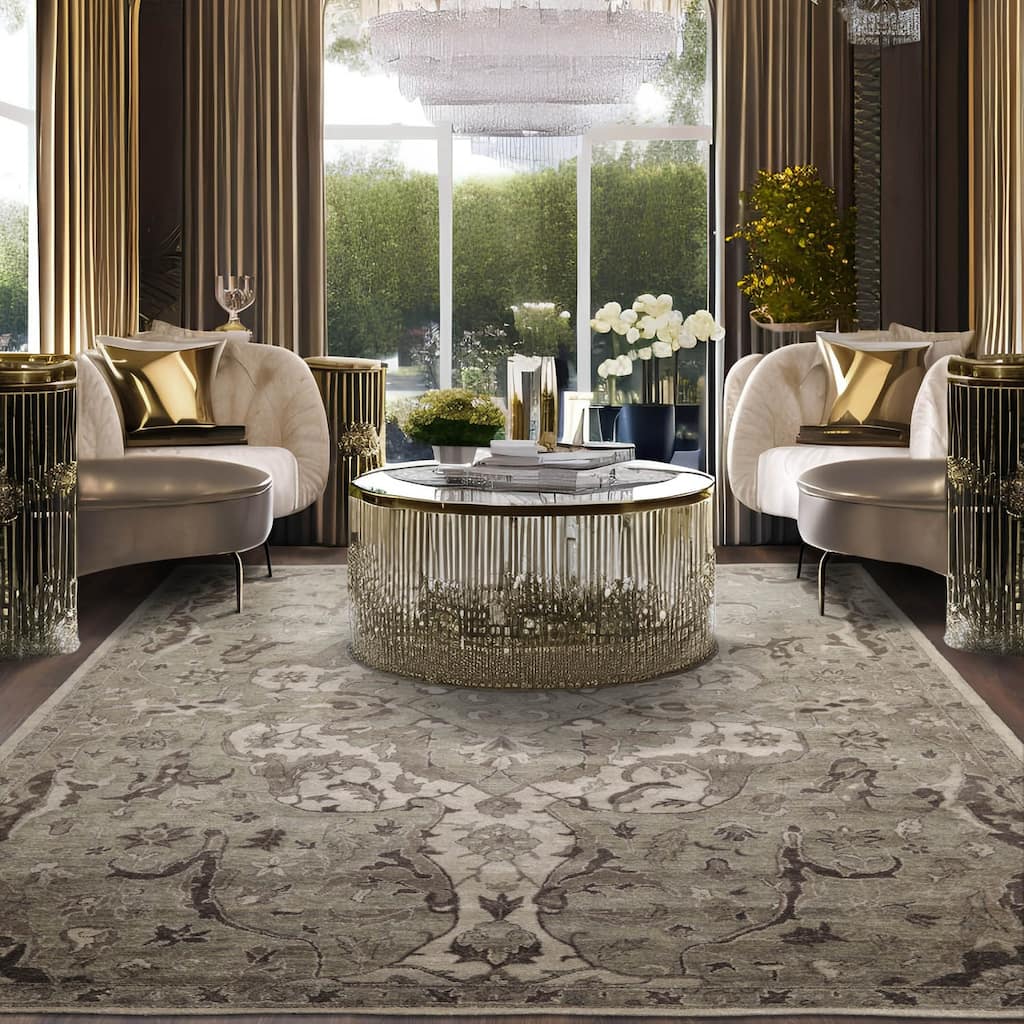 Hand Tufted Wool Arts & Craft Traditional Oriental Area Rug Light Gray