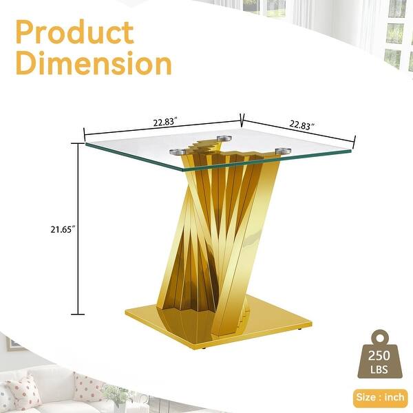 Contemporary Gold Glass End Table with Spiral Stainless Steel Legs for ...